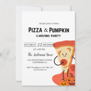 Invitación Fiesta de tallado de Pizza y Calabaza Halloween
