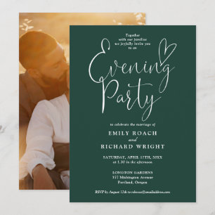 Invitación Fiesta de Tarde Noche con Foto y Letra en Verde Es