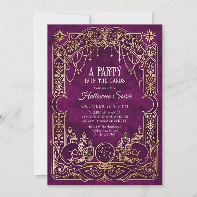 Invitación Fiesta de Tarot de Halloween (Anverso)