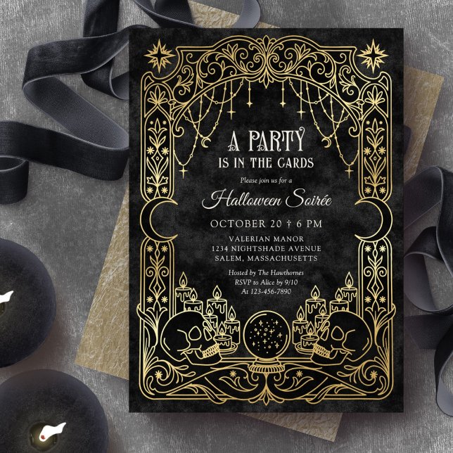 Invitación Fiesta de Tarot de Halloween Negro (Subido por el creador)