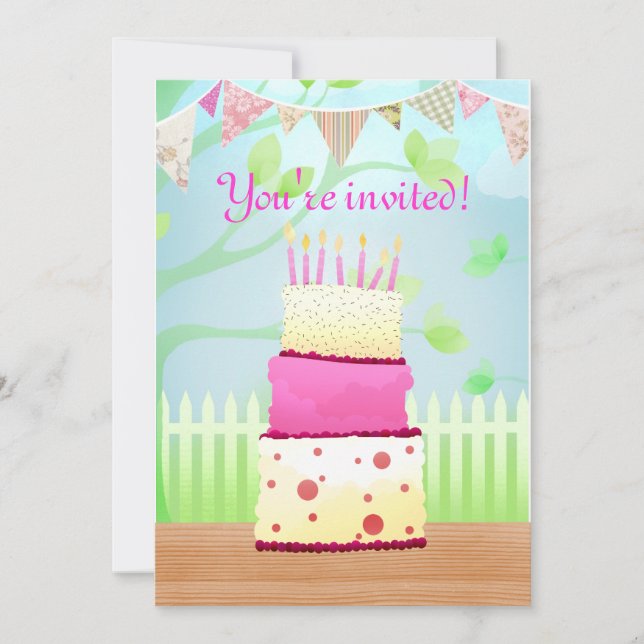 Invitación fiesta de tarta de cumpleaños invita (Anverso)