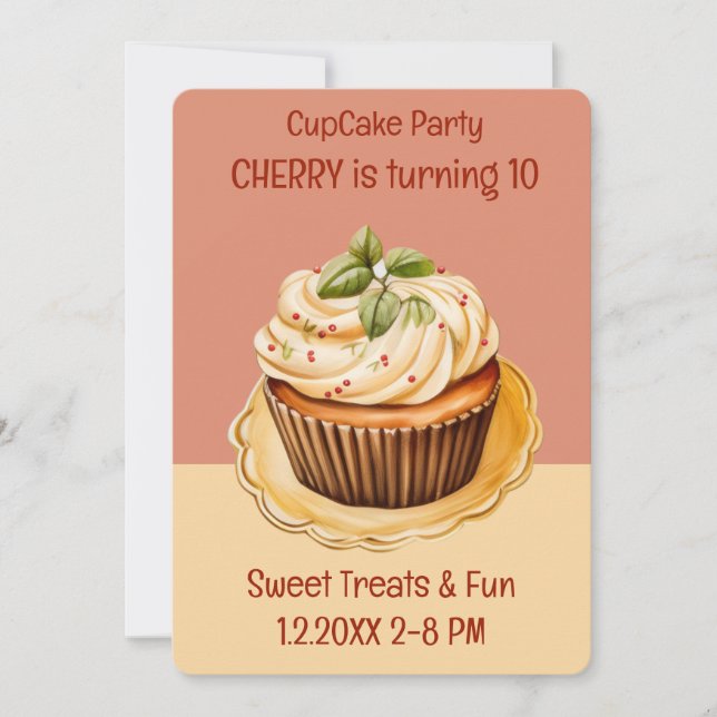 Invitación Fiesta de tarta de torta dulce (Anverso)