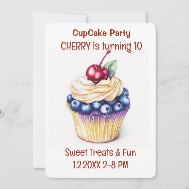 Invitación Fiesta de tarta de torta dulce (Anverso)