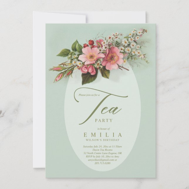 Invitación Fiesta de té (Anverso)