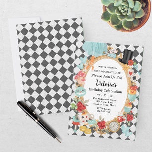 Invitación Fiesta de té Alice en el país de las maravillas pa
