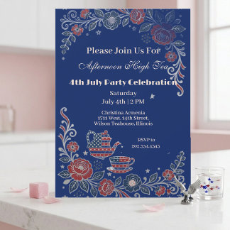 Invitación Fiesta de té alto de la tarde de tetera vintage pa