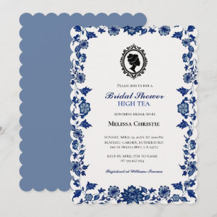 Invitación fiesta de té alto en el jardín, hermoso pastel sua