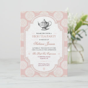 Invitación Fiesta de té alto victoriano rosa