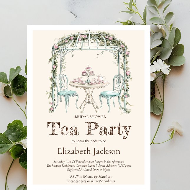 Invitación Fiesta de té añejo flores almuerzo de novia (Subido por el creador)