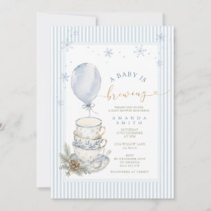 Invitación Fiesta de té azul de invierno para baby shower