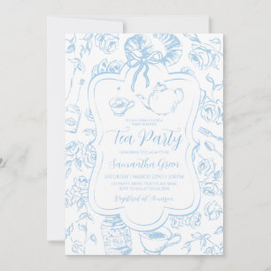 Invitación Fiesta de té azul para baby shower