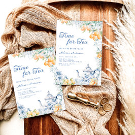 Invitación Fiesta de té azul y limón mediterráneo