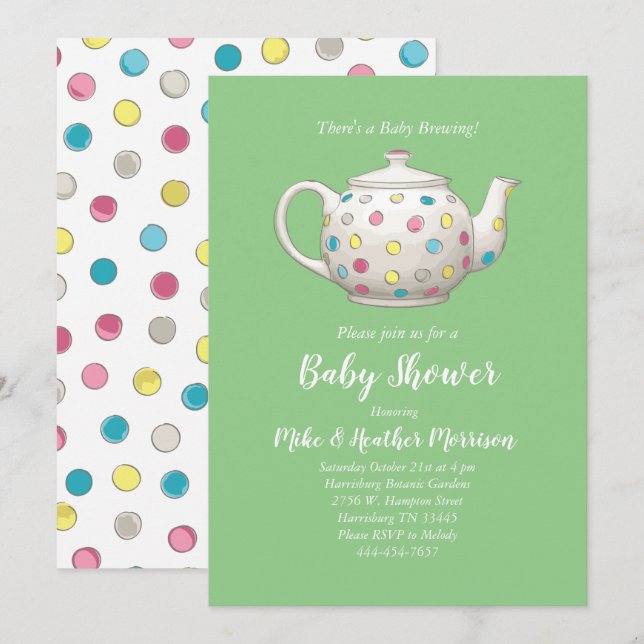 Invitación Fiesta de té Baby Shower (Anverso / Reverso)