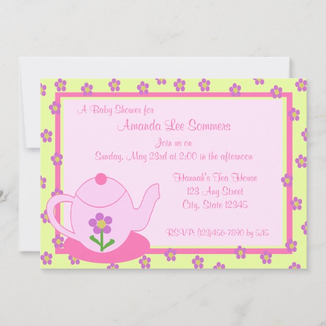 Invitación Fiesta de té/ Baby Shower (Anverso)