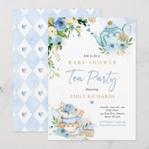 Invitación Fiesta de té Baby Shower Boy Rosa azul Beber