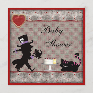 Invitación Fiesta de té Baby Shower Sad Hatter y Cheshire