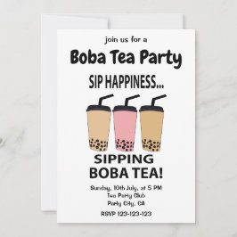 Invitación Fiesta de té Boba té Burbuja té Boba