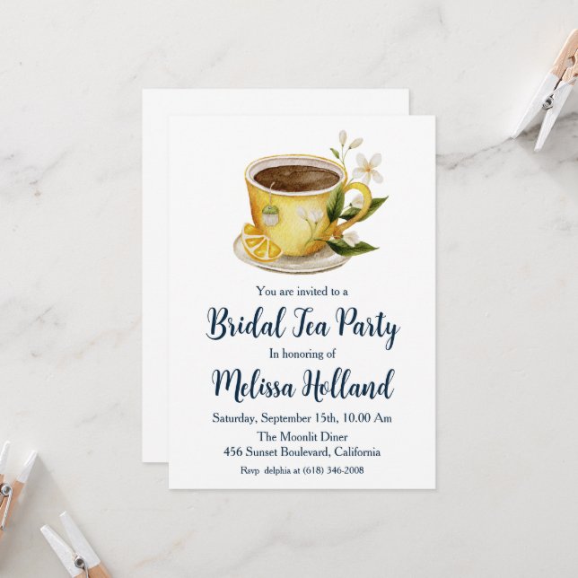 Invitación fiesta de té botánico  ducha de novia (Anverso/Reverso In Situ)