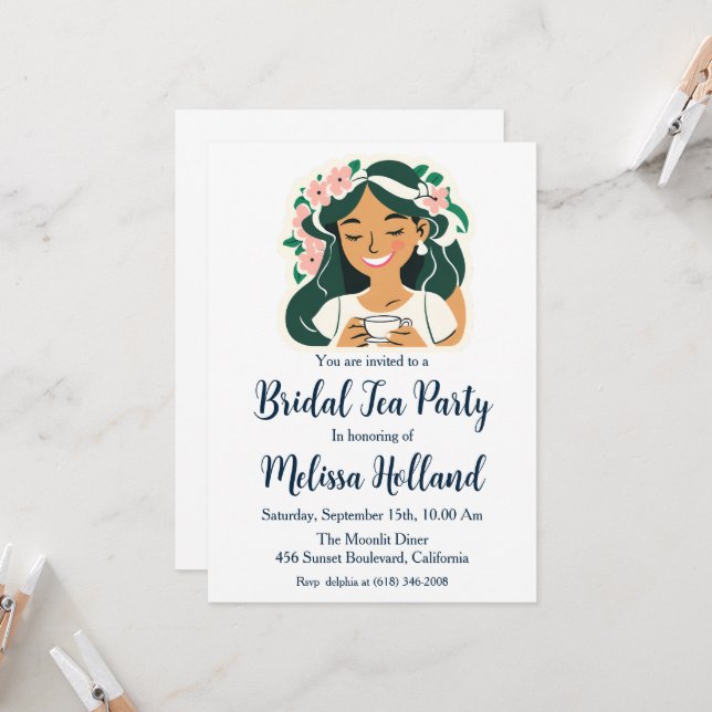 Invitación fiesta de té botánico  ducha de novia (Anverso/Reverso In Situ)