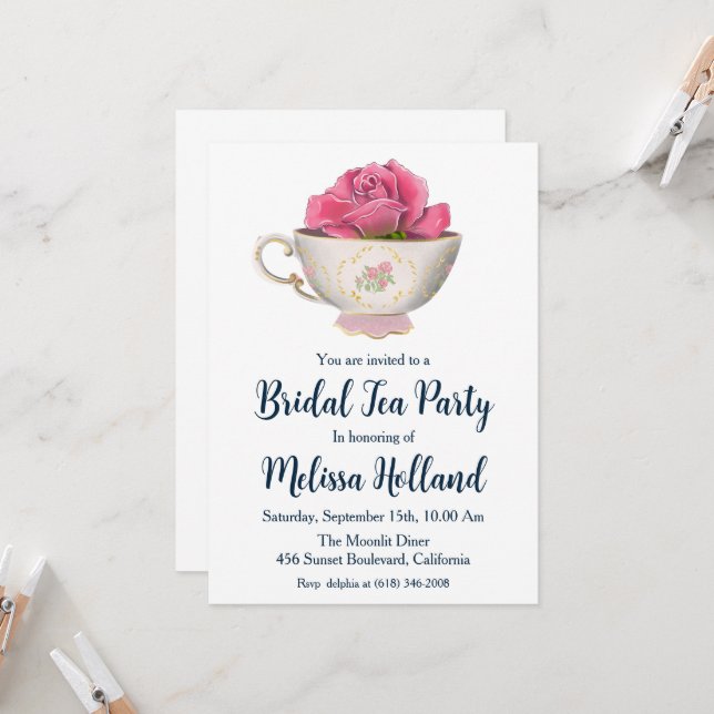 Invitación fiesta de té botánico  ducha de novia (Anverso/Reverso In Situ)