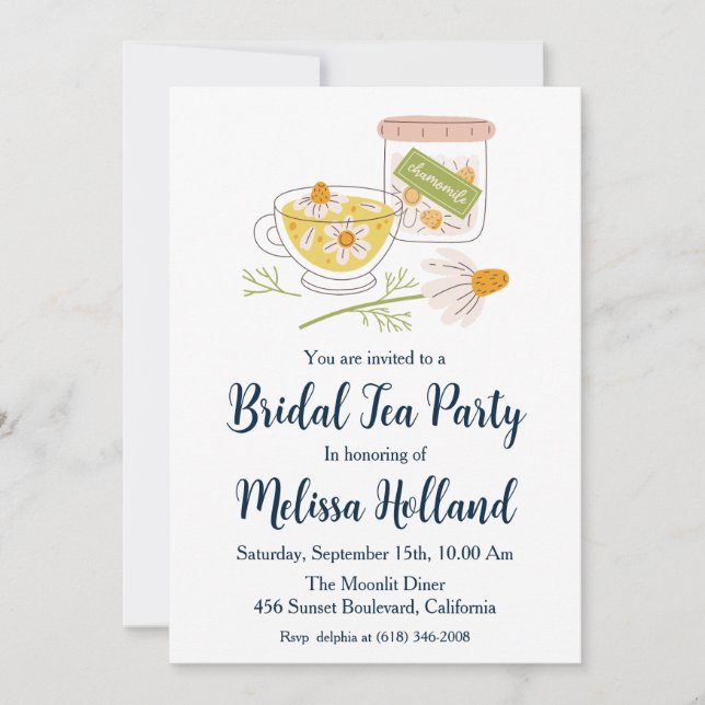 Invitación fiesta de té botánico  ducha de novia (Anverso)