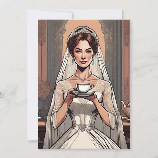 Invitación fiesta de té botánico  ducha de novia (Anverso)