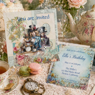 Invitación Fiesta de Té Caprichosa de Alicia Libro de Histori