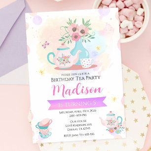 Invitación Fiesta de Té con Aquarela Jardín Floral de Primave