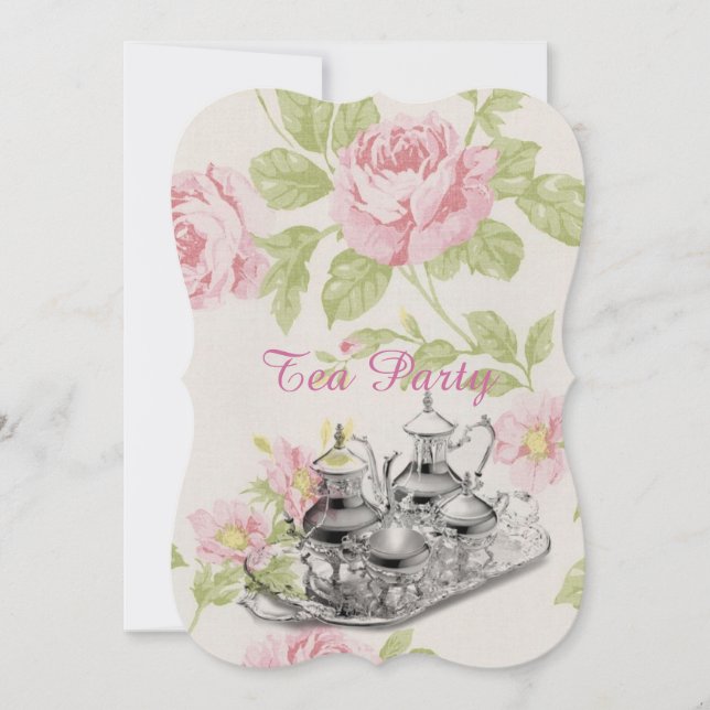 Invitación fiesta de té con ducha de novia con resorte rosa (Anverso)