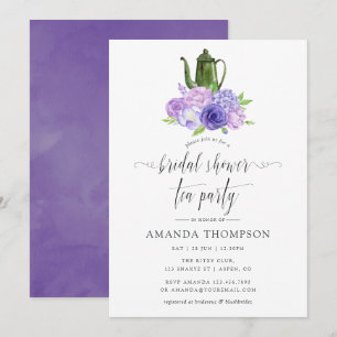 Invitación Fiesta de té con ducha de novia floral ultraviolet