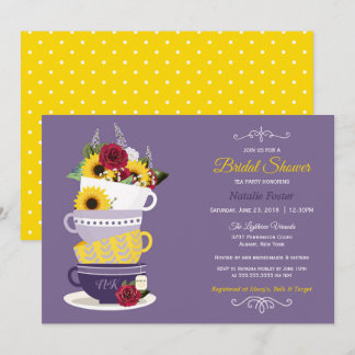 Invitación Fiesta de té con ducha de novia - girasol, Rosas y