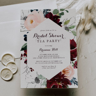 Invitación Fiesta de té con ducha de novia ilustrado con acua