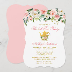 Invitación Fiesta de té con ducha de novia rosa floral invita