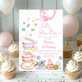 Invitación Fiesta de té con flores rosadas