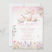 Fiesta de té con flores rosadas Baby Shower