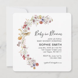 Invitación Fiesta de té con flores silvestres, bebé en flor