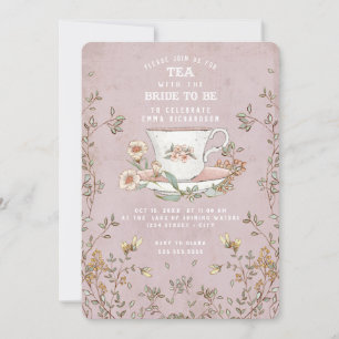 Invitación Fiesta de té con flores silvestres Dusty Pink Brid