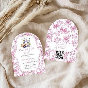 Invitación Fiesta de té con flores silvestres rosadas Ducha e