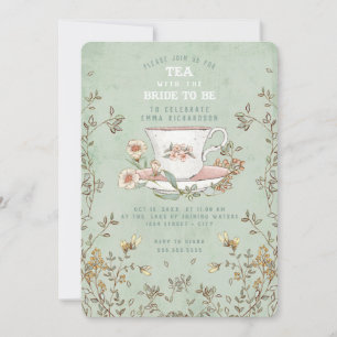 Invitación Fiesta de té con flores silvestres Sage Green Brid