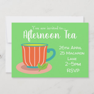 Invitación Fiesta de té con hierbabuena colorido por la tarde