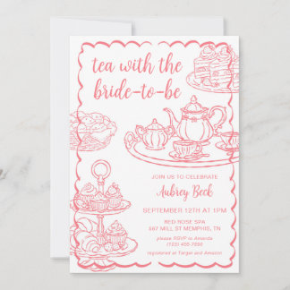 Invitación Fiesta de té con la novia Despedida de soltera