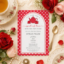 Fiesta de té con lunares rojos para la futura mamá