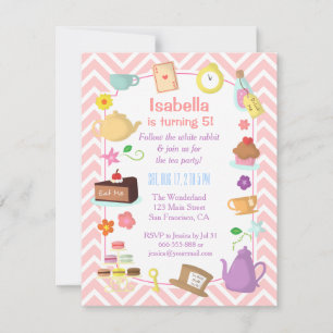 Invitación Fiesta de té de Alicia en el país de las maravilla