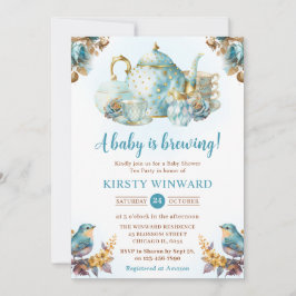 Invitación Fiesta de té de arándanos en acuarela Baby Shower