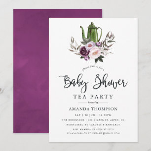Invitación Fiesta de té de baby shower de flores de terciopel