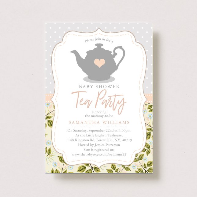Invitación Fiesta de té de Baby Shower de Sweet Teapot (Subido por el creador)