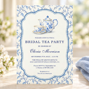 Invitación Fiesta de té de boda con detalles de chinoiserie f