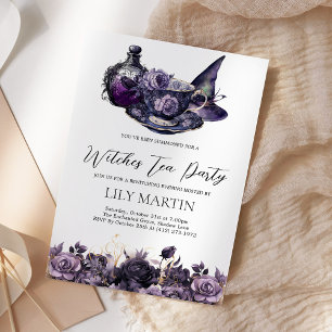 Invitación Fiesta de té de brujas de Halloween