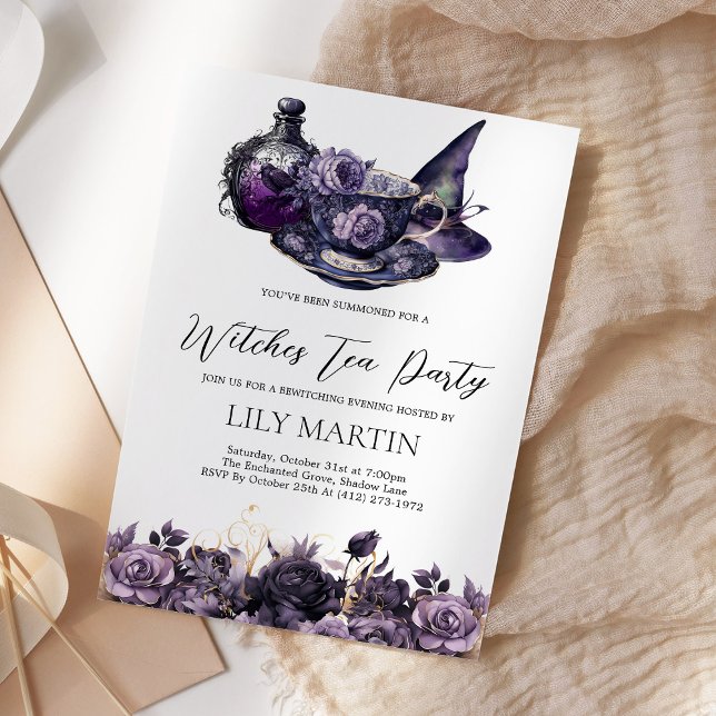 Invitación Fiesta de té de brujas de Halloween (Subido por el creador)