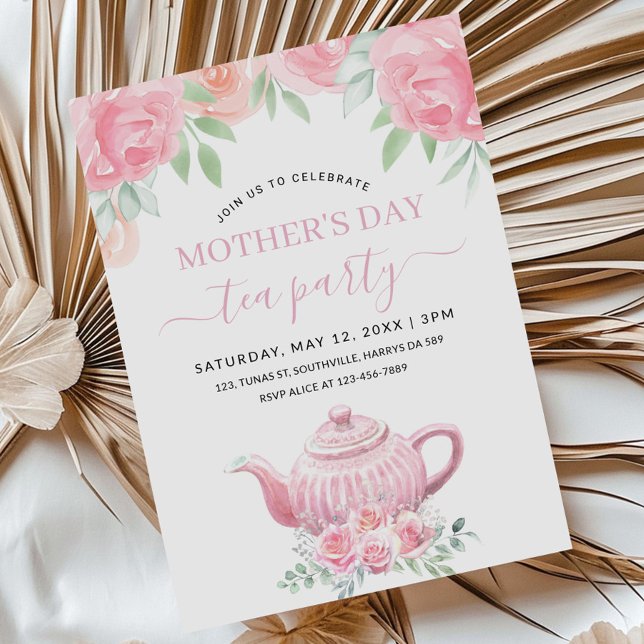 Invitación Fiesta de té de brunch del día de la madre acuarel (Subido por el creador)